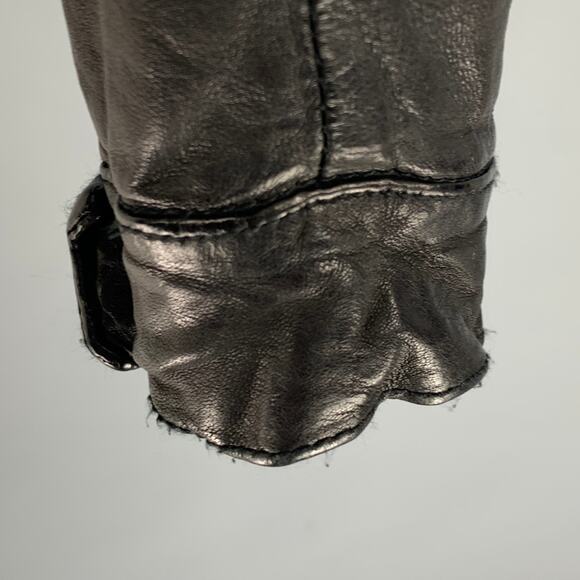 GIORGIO BRATO Size 4 Black Leather Button Up Jacket - Picture 8 of 11